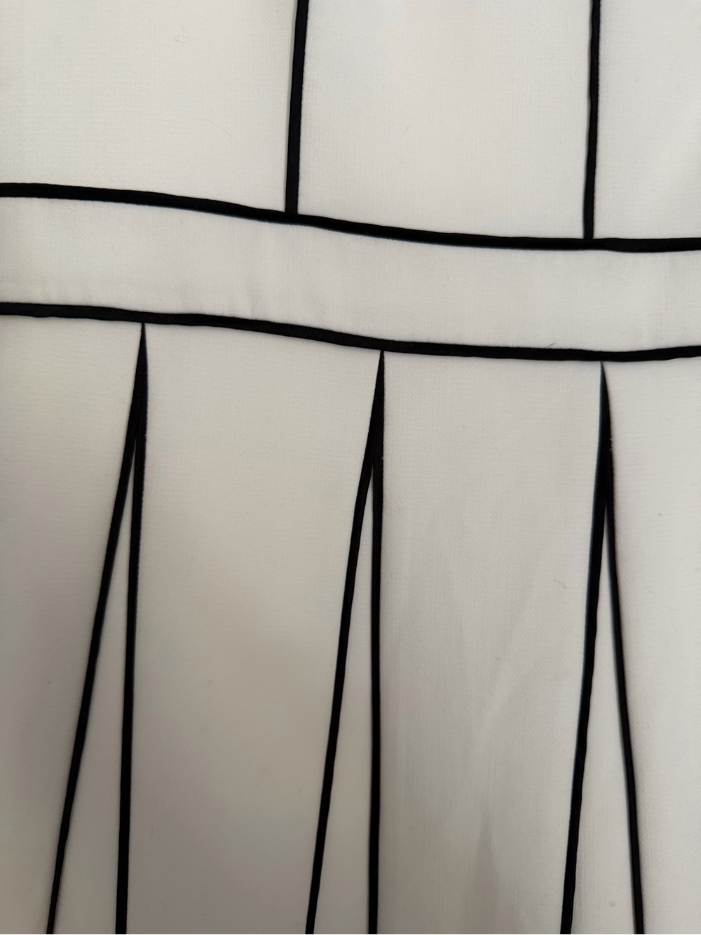 White House Black Market White Midi Dress with Black Piping - Picture 7 of 16